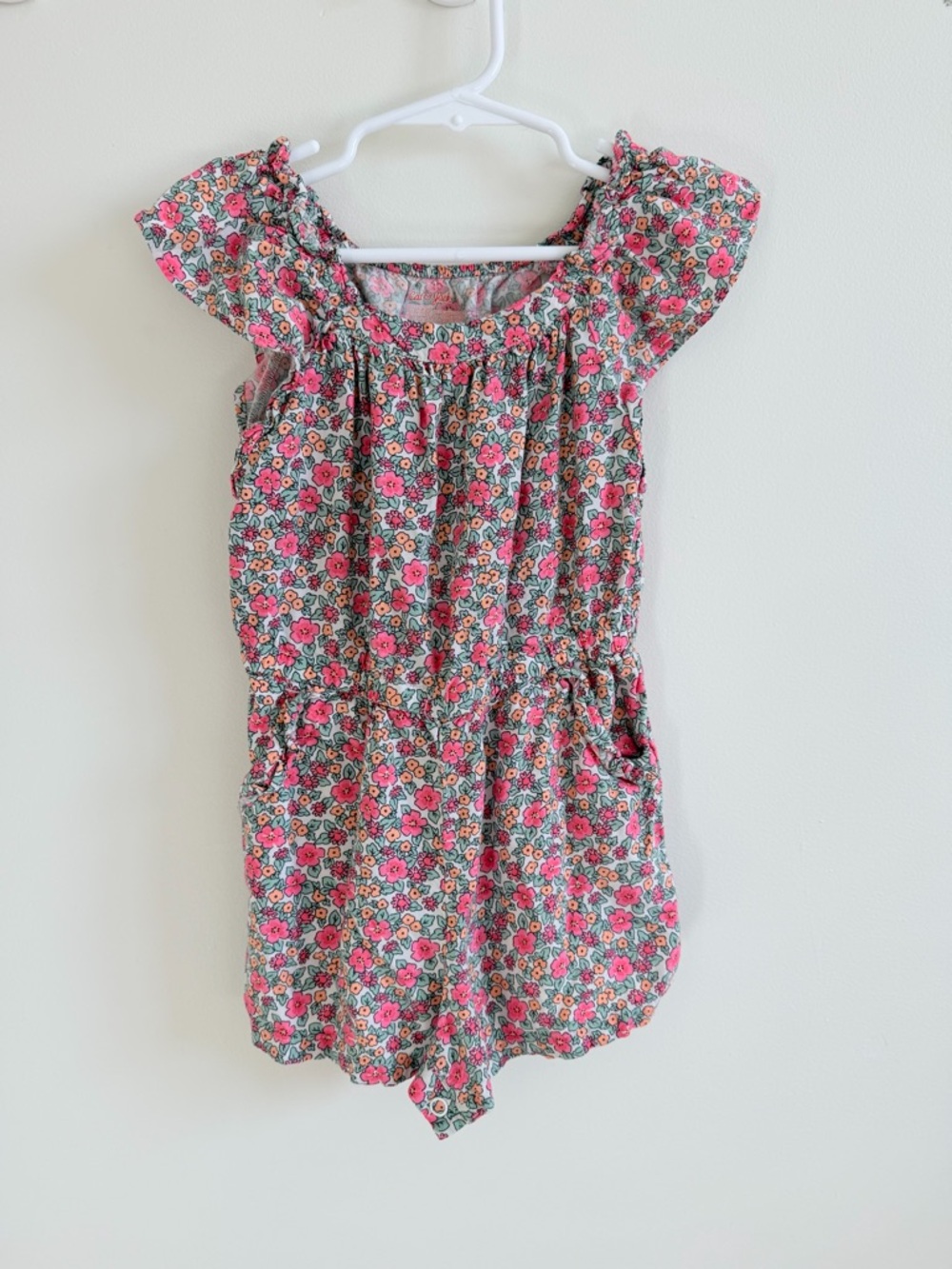 3T Cat & Jack Floral Romper - Pink & Mint